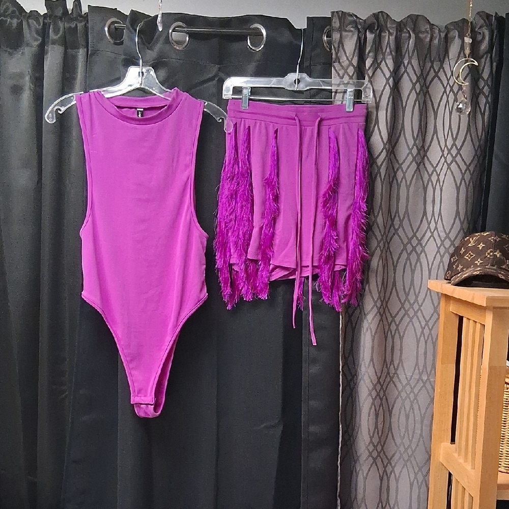 Women's Purple Fringe Skort